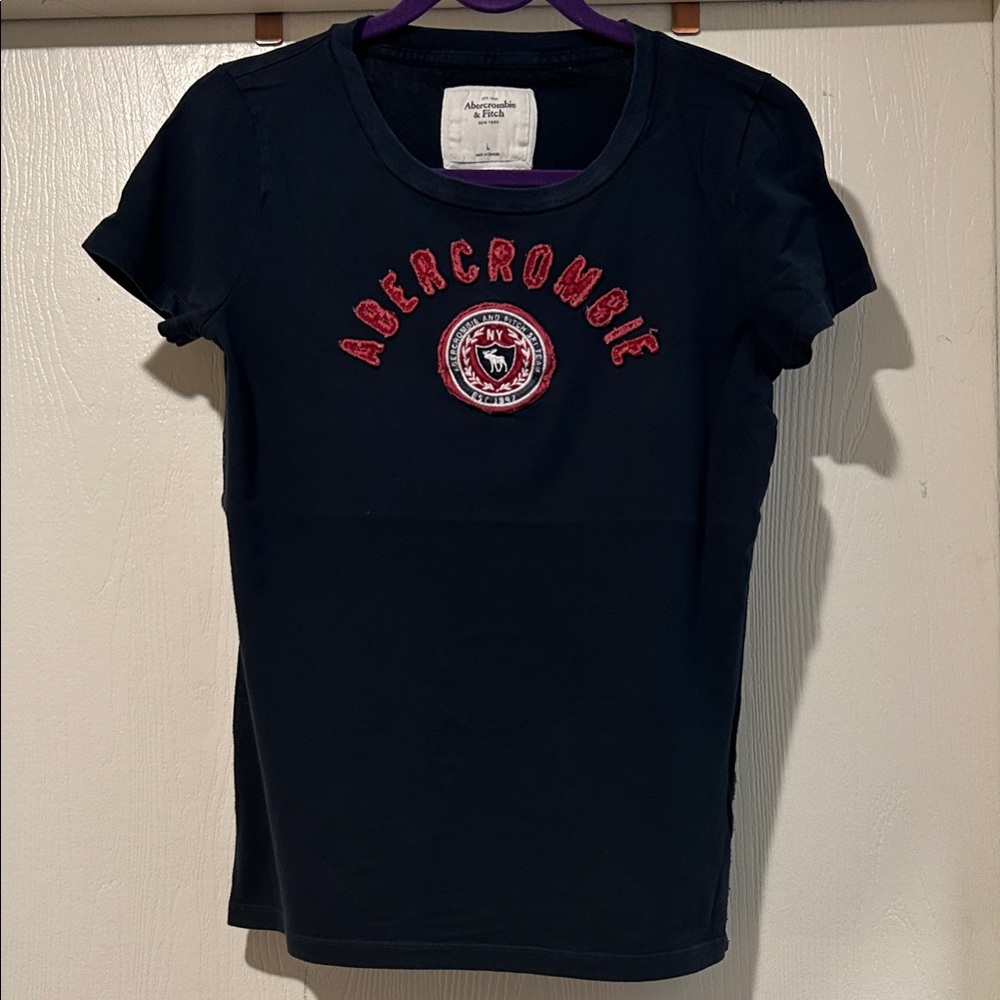 Abercrombie & Fitch Navy T-Shirt with Red Patch Logo